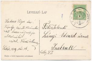 1909 Lekér, Hronovce, Cajakovo; Fő utca, templom, plébánia / main street, church, parish (EK)