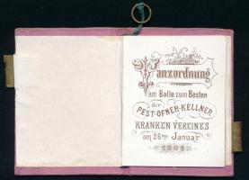 1869 Tanzordnung am Balle zum Besten der Pest-Ofner-Keller Kranken Vereines, táncrend, ceruza nélkül