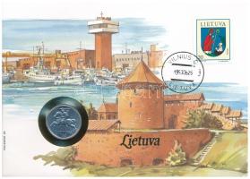 Litvánia 1991. 5c Al felbélyegzett borítékban, bélyegzéssel, német nyelvű leírással T:AU Lithuania 1991. 5 Centai Al in envelope with stamp, cancellation and a prospectus in german C:AU