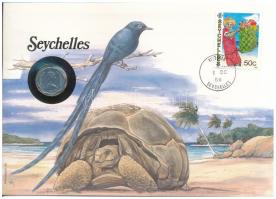 Seychelles-szigetek 1975. 5c felbélyegzett borítékban, bélyegzéssel, német nyelvű leírással T:UNC Seychelles 1975. 5 Cents in envelope with stamp and cancellation, with German description C:UNC