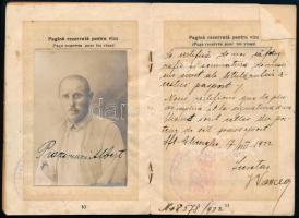 1922 Fényképes román útlevél / Romanian passport