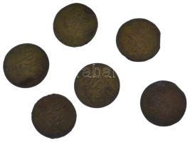 Buhara 1919-1920. (1337/1338) 10T bronz (6x) T:VF,F
Emirate of Bukhara 1919-1920. (1337/1338) 10 Te...