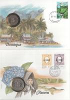 5db-os érmés boríték tétel, mind különféle és német nyelvű tájékoztatóval, benne: Kajmán-szigetek, Z...