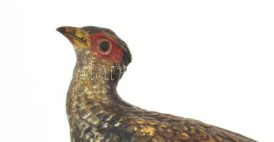 Bécsi bronz szobor, Franz Xaver Bergmann, fácán, hidegen festett, jelzett, sorszámozott, egyik lába ...