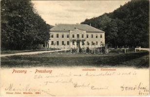 1906 Pozsony, Pressburg, Bratislava; Vaskutacska, Ferdinánd király vasfürdő. Ottmar Zieher kiadása / Eisenbrünnel, König Ferdinand Eisenbad / spa, bathhouse (EK)