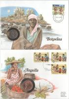 5db-os érmés boríték tétel, mind különféle és német nyelvű tájékoztatóval, benne: Jordánia, Kamerun,...