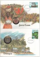 5db-os érmés boríték tétel, mind különféle és német nyelvű tájékoztatóval, benne: Venezuela, Tuvalu,...