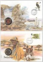 5db-os érmés boríték tétel, mind különféle és német nyelvű tájékoztatóval, benne: Ghána, Kamerun, Ma...