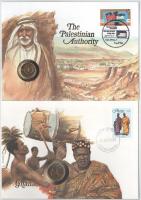 5db-os érmés boríték tétel, mind különféle és német nyelvű tájékoztatóval, benne: Omán, Gabon, Fehér...
