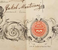 1877 Pozsony, a Felsőmagyarországi kéményseprő ipartársulat mesterlevele Hardtner Károly részére. De...