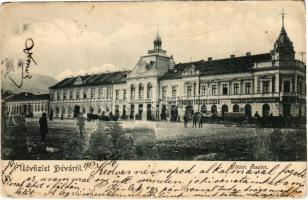 1903 Déva, Fő tér, városháza, Hirsch Testvérek, Szőcs F. Lajos, Holtzer Károly, Rhemann és Lobstein üzlete / town hall, main square, shops (EK)