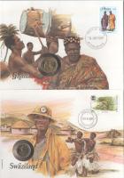 5db-os érmés boríték tétel, mind különféle és német nyelvű tájékoztatóval, benne: Uganda, Mozambik, ...