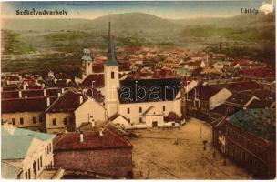 1915 Székelyudvarhely, Odorheiu Secuiesc; Fő tér, templomok, Római katolikus főgimnázium. Szvoboda J. kiadása / main square, churches, school (felszíni sérülés / surface damage)