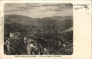 1906 Petrozsény, Petrosani; Római őrtorony a Krivádián. 5% az EKE javára, Herz Arnold kiadása / Ruine a romain / Roman watchtower's ruin (fl)