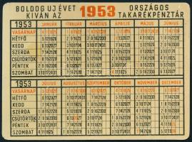 1953 "Ne ülj a pénzeden, tedd takarékbetétbe!" OTP fém kártyanaptár