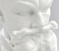 Herendi fehér mázas porcelán Munkácsy büszt, jelzett, hibátlan, m: 25 cm