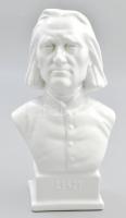 Herendi fehér mázas porcelán Liszt büszt, jelzett, hibátlan, m: 23,5 cm