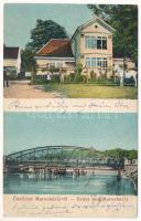 1915 Maroshévíz, Oláhtoplica, Toplita, Toplica; nyaraló és híd. A. Weiser / villa and bridge + "BRASSÓ-MÁDÉFALVA-KOLOZSVÁR 216." vasúti mozgóposta