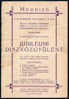 1930 Meghívó a Komáromi Football Club jubileumi díszközgyűlésére, foltos