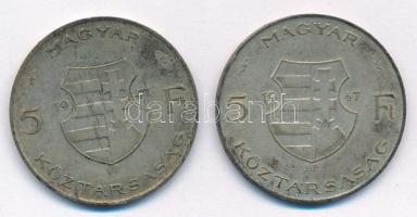 1947. 5Ft Ag "Kossuth" (2x) T:VF patina Adamo F8.1