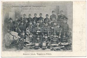 Temesvár, Timisoara; I. Original Ungarische Knabenkapelle, Dirigent Münich Jakob Mihála / Első eredeti magyar fiú zenekar, Münich Jakab karmester Ferencvárosból / 1st Hungarian original boy music band, conductor Jakab Münich from Mehala