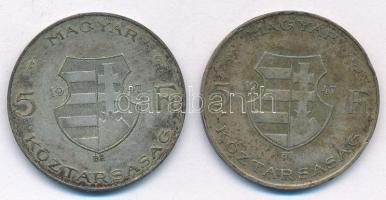 1947. 5Ft Ag "Kossuth" (2x) T:VF patina Adamo F8.1