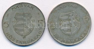 1947. 5Ft Ag "Kossuth" (2x) T:VF patina Adamo F8.1