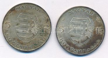 1947. 5Ft Ag "Kossuth" (2x) T:XF patina Adamo F8.1