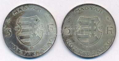 1947. 5Ft Ag "Kossuth" (2x) T:XF patina Adamo F8.1