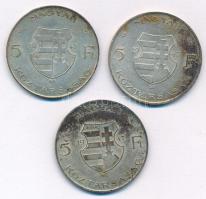 1947. 5Ft Ag "Kossuth" (3x) T:AU,XF patina Adamo F8.1