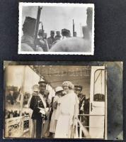 1938-1940 Régi családi fotóalbum, benne városi látképek (Vinkovci, Belgrád, stb.), sok katonai fotóv...