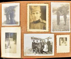 1938-1940 Régi családi fotóalbum, benne városi látképek (Vinkovci, Belgrád, stb.), sok katonai fotóv...