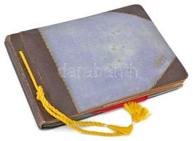 1938-1940 Régi családi fotóalbum, benne városi látképek (Vinkovci, Belgrád, stb.), sok katonai fotóv...