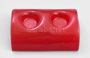 Intenzív vörös színű üveg mécsestartó, jelzés nélkül, hibátlan, 18x14x6 cm