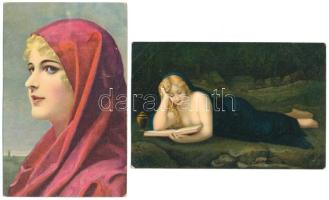 34 db RÉGI Stengel litho művész képeslap vegyes minőségben / 34 pre-1945 Stengel litho art postcards...