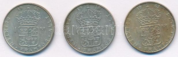 Svédország 1958-1968. 1Kr Ag "VI. Gusztáv Adolf" (3xklf) T:AU,XF patina Sweden 1958-1968. ...