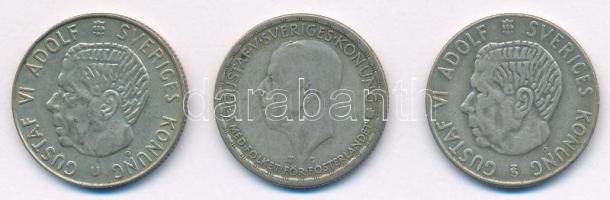 Svédország 1942. 1Kr Ag "V. Gusztáv" + 1956-1964. 1Kr Ag "VI. Gusztáv Adolf" (2xklf) T:AU-F patina Sweden 1942. 1 Krona Ag "V. Gusztáv" + 1956-1964. 1 Krona Ag "Gustaf VI Adolf" (2xklf) C:AU-F patina