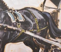 Hanns Hübl (1898-1967): "1918-1943" háborús jelenet, vegyes technika, papír, jelzett, 52×7...