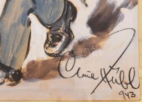 Hanns Hübl (1898-1967): "1918-1943" háborús jelenet, vegyes technika, papír, jelzett, 52×7...