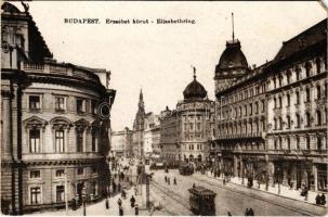 Budapest VIII. Erzsébet körút, Blaha Lujza tér, villamosok, színház (EM)