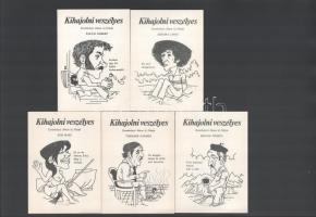 1978 Kihajolni veszélyes - magyar filmszatíra, 5 db karikatúrás filmismertető nyomtatvány