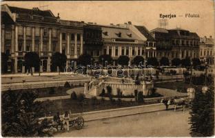 1916 Eperjes, Presov; Fő utca, piac, gyógyszertár, Glück üzlete / main street, market, pharmacy, shops (EK)