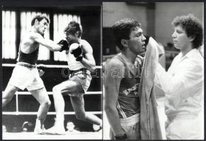Bokszmérkőzés, 6 db fotó, hátoldalon László S. pecsétjével, 13×18 cm