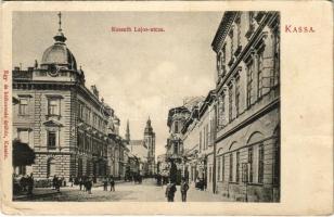 Kassa, Kosice; Kossuth Lajos utca. Egy- és kétkoronás áruház kiadása / street + &quot;1. VÖRÖS HADOSZTÁLY TÁVÍRÓ SZÁZAD&quot; (EK)