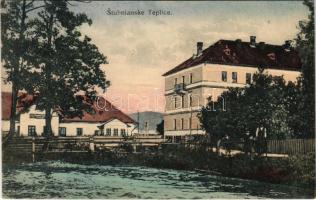 Stubnyafürdő, Túróchévíz, Stubnianske Teplice, Turcianske Teplice; utca, nyaralók. Kiadja G. Jilovsky / street view, villas