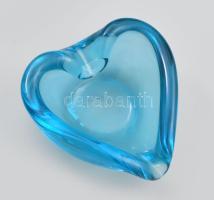 Türkiz színű szív alakú hamutál, anyagában színezett, jelzés nélkül, 11x12 cm