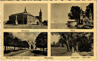 1942 Keszthely, gimnázium, fürdő, park és Sóhaj allee, Herceg Festetich palota bejárata