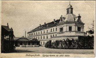 Stubnyafürdő, Túróchévíz, Stubnianske Teplice, Turcianske Teplice; Gyógyterem, Zöld tükör fürdő, étterem / spa, bath, restaurant, mini card (12,7 x 7,7 cm) (EB)