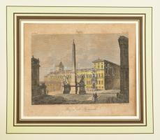 Roma, Piazza del Quirinale. Színezett acélmetszet, papír, jelzet a metszeten, kissé foltos, paszpartuban, 11x15 cm