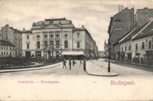 Budapest I. Corvin tér a Vigadó Kávéházzal, bútorszalonnal, Kiss László szabóságával, és Kardosi üzletével (EK)